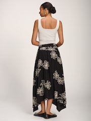 Jolie Moi Black Asymmetric Embroidered Midi Skirt - Image 2 of 6
