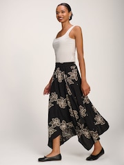 Jolie Moi Black Asymmetric Embroidered Midi Skirt - Image 4 of 6