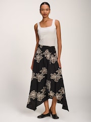 Jolie Moi Black Asymmetric Embroidered Midi Skirt - Image 5 of 6
