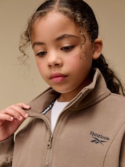 Reebok Girls Cropped Half Zip Brown Sweatshirt - Image 4 of 9