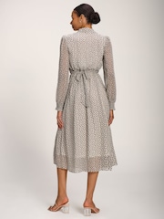 Jolie Moi White Chiffon Ruffle Long Sleeve Shirt Dress - Image 2 of 6
