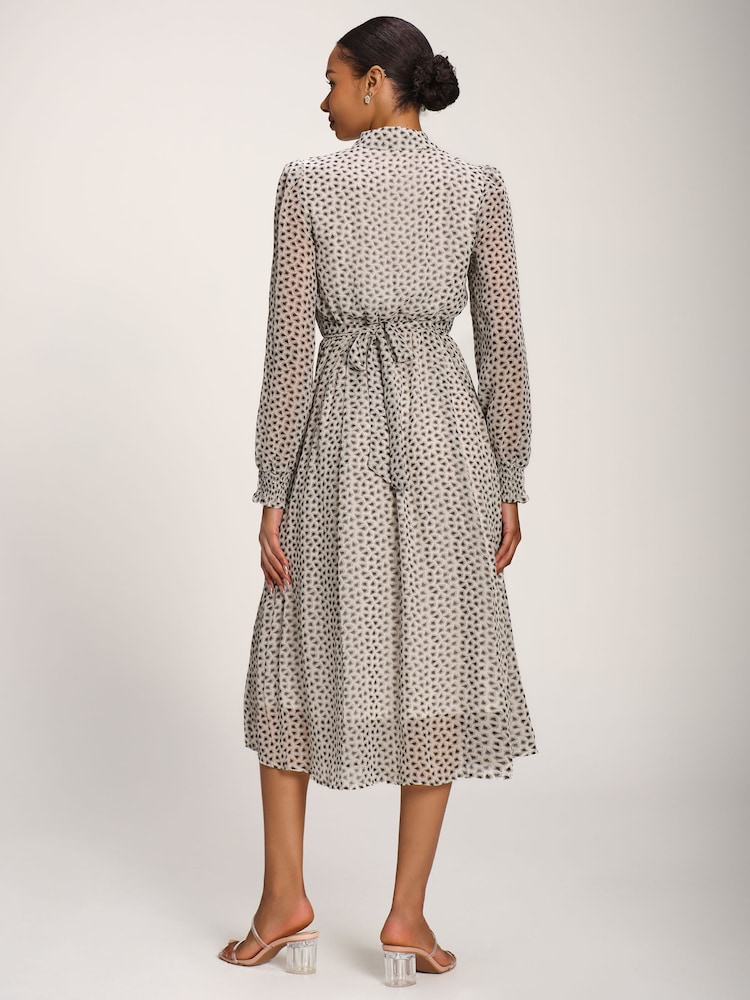 Jolie Moi White Chiffon Ruffle Long Sleeve Shirt Dress - Image 2 of 6