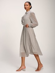 Jolie Moi White Chiffon Ruffle Long Sleeve Shirt Dress - Image 5 of 6