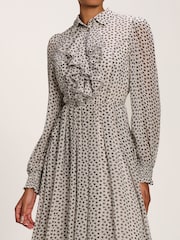 Jolie Moi White Chiffon Ruffle Long Sleeve Shirt Dress - Image 6 of 6