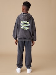 Reebok Boys Washed Logo 100% Cotton Black Joggers - Image 2 of 8