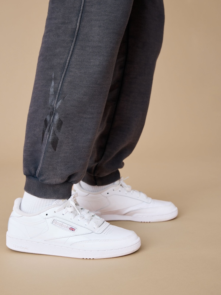 Reebok Boys Washed Logo 100% Cotton Black Joggers - Image 4 of 8
