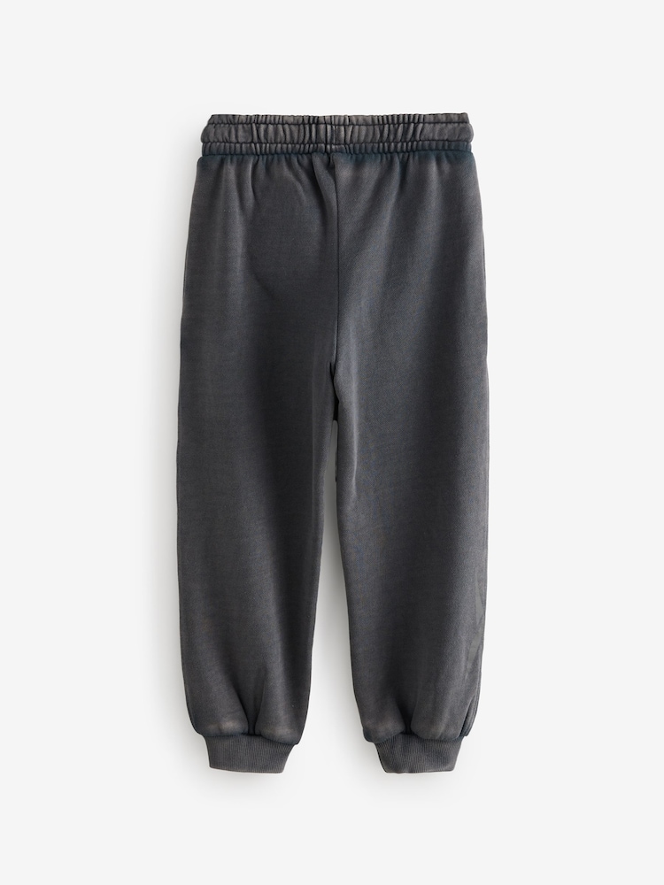 Reebok Boys Washed Logo 100% Cotton Black Joggers - Image 6 of 8