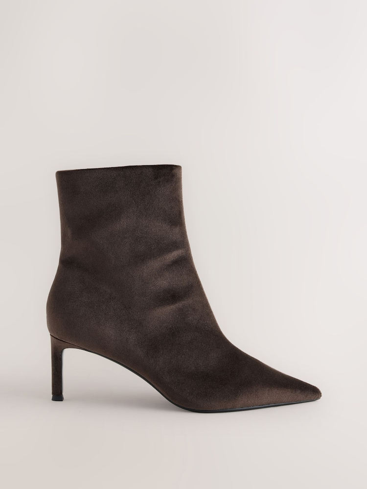 Şokolad Qəhvəyi Məxmər - Forever Comfort® Point Ankle Boots - 5şəkildən 1 şəkil