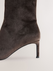 Şokolad Qəhvəyi Məxmər - Forever Comfort® Point Ankle Boots - 5şəkildən 4 şəkil