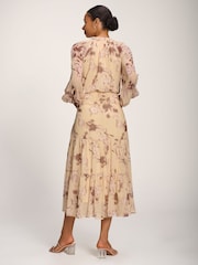 Jolie Moi Yellow Chiffon Tie Neckline Midaxi Dress - Image 2 of 6