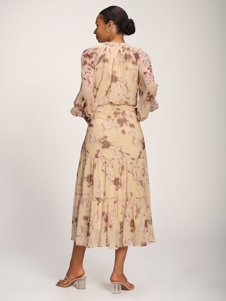 Jolie Moi Yellow Chiffon Tie Neckline Midaxi Dress - Image 2 of 6 Jolie Moi Yellow Chiffon Tie Neckline Midaxi Dress - Image 2 of 6
