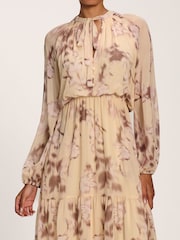 Jolie Moi Yellow Chiffon Tie Neckline Midaxi Dress - Image 3 of 6