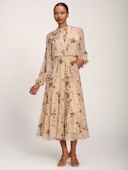 Jolie Moi Yellow Chiffon Tie Neckline Midaxi Dress - Image 4 of 6