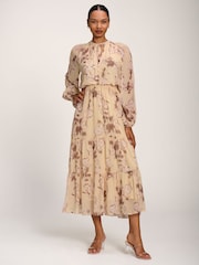 Jolie Moi Yellow Chiffon Tie Neckline Midaxi Dress - Image 5 of 6
