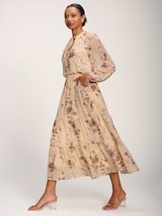 Jolie Moi Yellow Chiffon Tie Neckline Midaxi Dress - Image 6 of 6