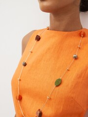 Green Bead Wrapped Long Rope Necklace - Image 2 of 4