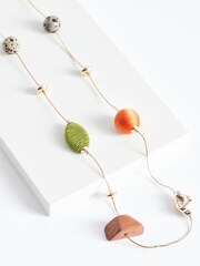 Green Bead Wrapped Long Rope Necklace - Image 3 of 4