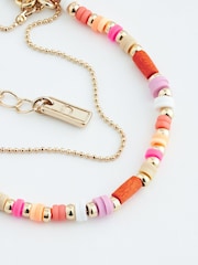 Gold Tone Pink Layered Necklace - Image 5 of 5