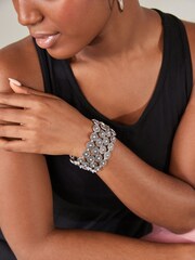 Burnished Silver Tone Boho Coin Stretch Bracelet - Image 2 of 4