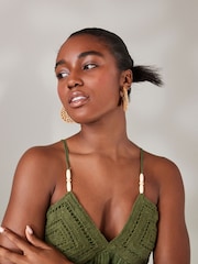 Natural Raffia Weave Cuff Bracelet - Image 2 of 3