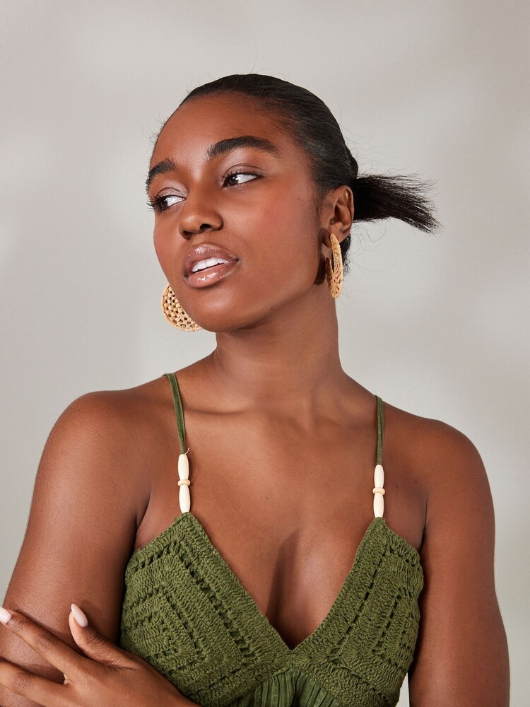 Natural Raffia Weave Cuff Bracelet - Image 2 of 3