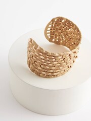 Natural Raffia Weave Cuff Bracelet - Image 3 of 3