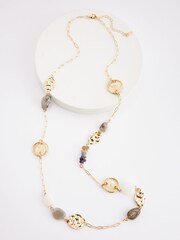 Blue/Gold Tone Long Necklace - Image 1 of 2