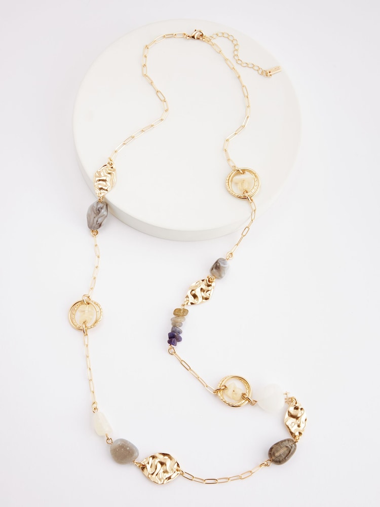 Blue/Gold Tone Long Necklace - Image 1 of 2
