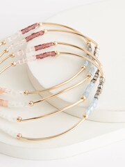 Pink Fine Beaded Stretch Bracelet Pack Made with Recycled Brass - Image 3 of 3