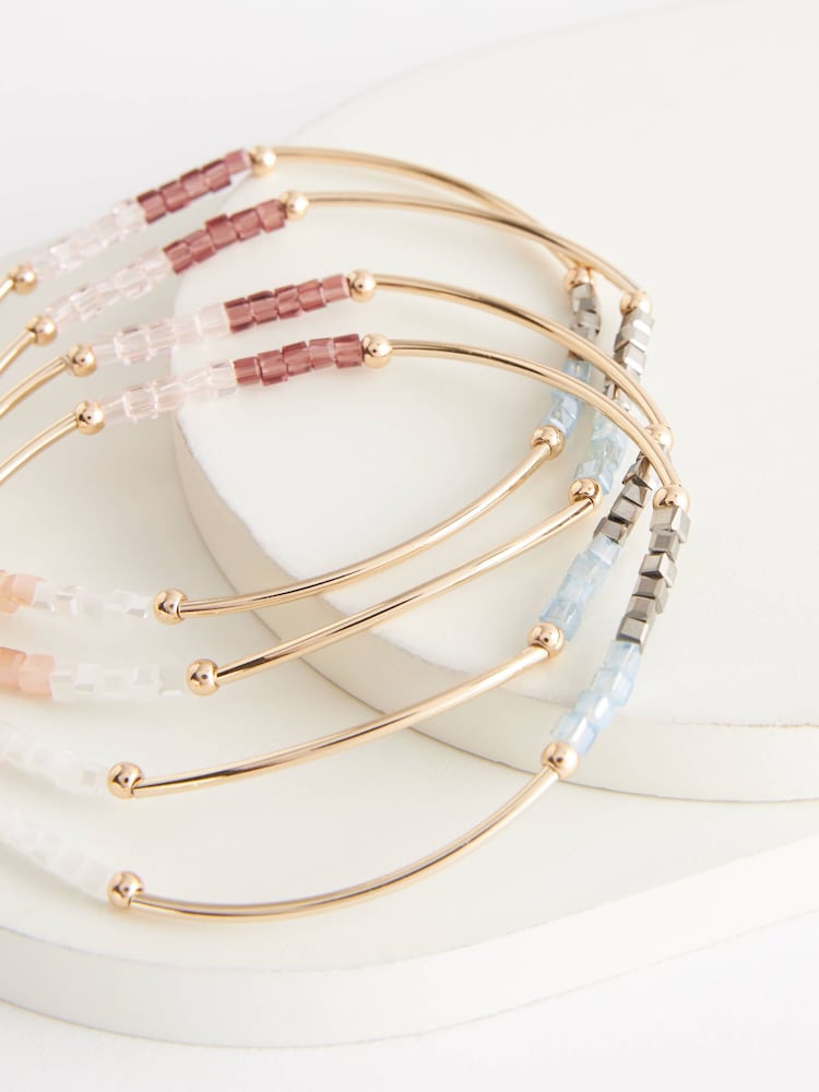 Pink Fine Beaded Stretch Bracelet Pack Made with Recycled Brass - Image 3 of 3