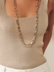 Gold Tone Long Chain Link Necklace - Image 2 of 4