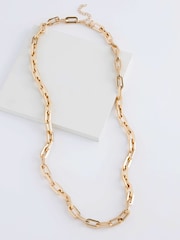 Gold Tone Long Chain Link Necklace - Image 3 of 4