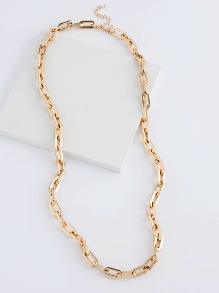 Gold Tone Long Chain Link Necklace - Image 3 of 4
