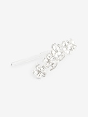 Silver Tone Bridal Sparkle Flower Barrette Hair Clip - Image 4 of 5
