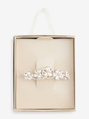 Silver Tone Bridal Sparkle Flower Barrette Hair Clip - Image 5 of 5