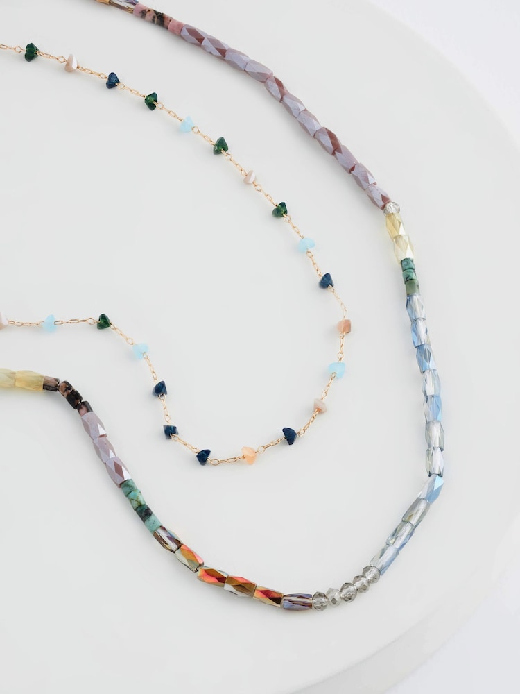 Multi Colour Two Layer Sunset Necklace - Image 1 of 2
