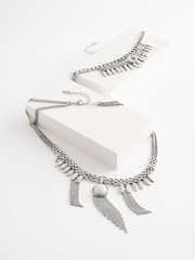 Burnished Silver Statement Layered Boho Necklace - Image 2 of 3