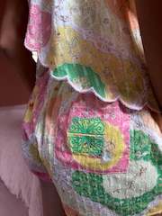 Never Fully Dressed Cream/Pink Cotton Cami Short Set Pyjamas - Image 3 of 4
