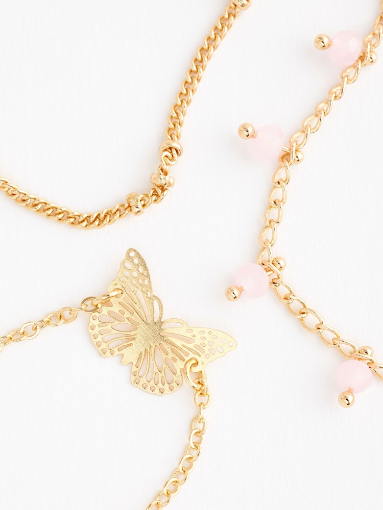 Gold Tone Butterfly Anklet - Image 2 of 2 Gold Tone Butterfly Anklet - Image 2 of 2