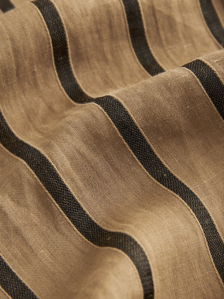 Brown Ramie Blend Wide Leg Stripe Trousers - Image 6 of 6