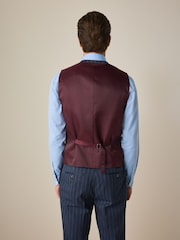 Bleu - Costume ajusté Rayure sans manches habillé - Image 3 of 8