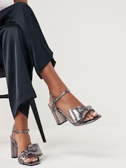Pewter Forever Comfort Bow Block Heel Sandals - Image 1 of 7