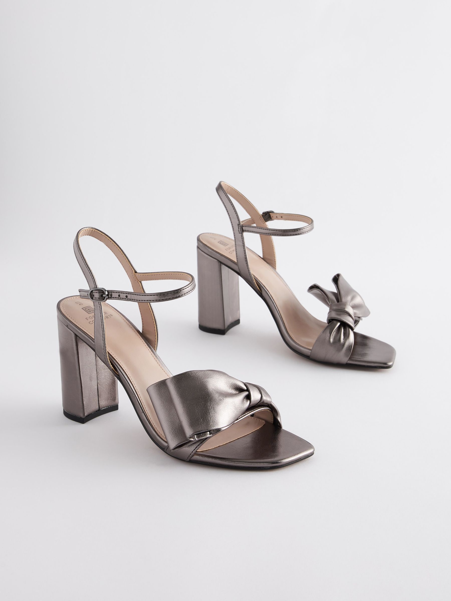 Pewter Forever Comfort Bow Block Heel Sandals