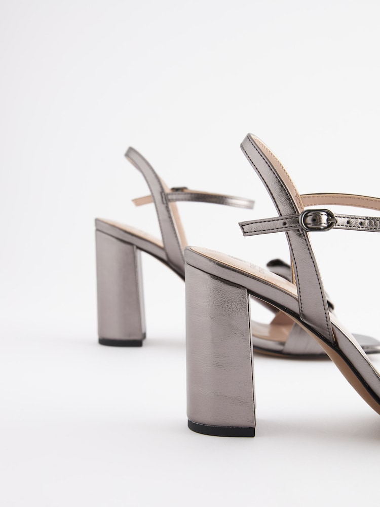 Pewter Forever Comfort Bow Block Heel Sandals - Image 7 of 7