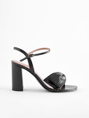 Black Forever Comfort Bow Block Heel Sandals - Image 4 of 8