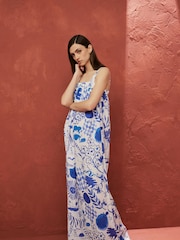 White/Blue Premium Maxi Dress - Image 1 of 6