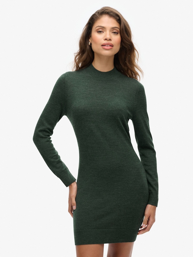 Superdry Green Merino Knit Dress - Image 1 of 7
