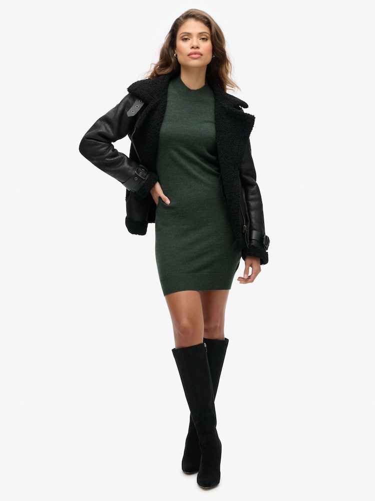 Superdry Green Merino Knit Dress - Image 2 of 7