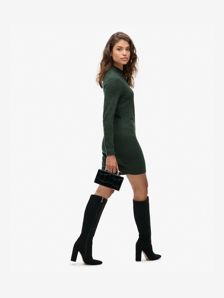Superdry Green Merino Knit Dress - Image 4 of 7
