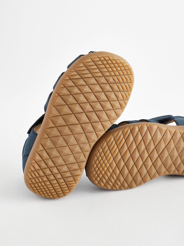 Navy Standard Fit (F) Baby Touch Fastening Leather First Walker Sandals - Image 4 of 7